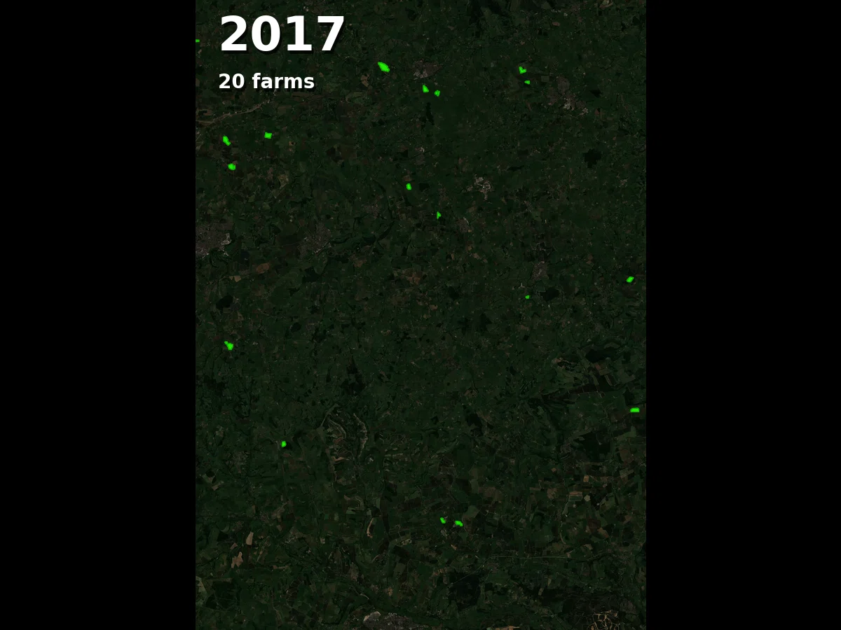 Solar farms 2017-2024 in Devon